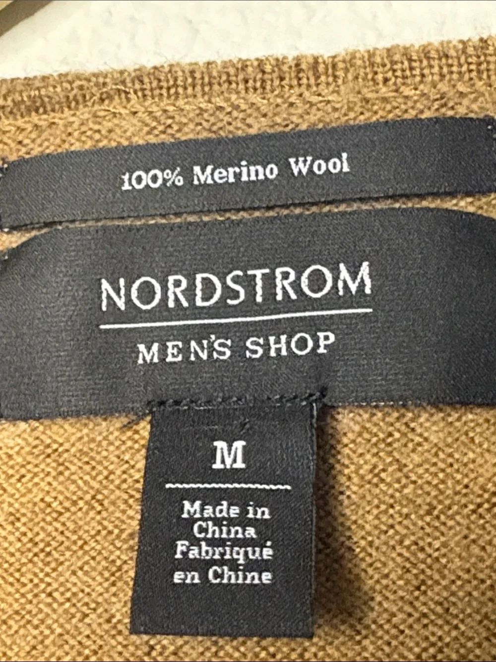 Nordstrom Men’s merino wool Crewneck Sweater — Caramel Brown size medium